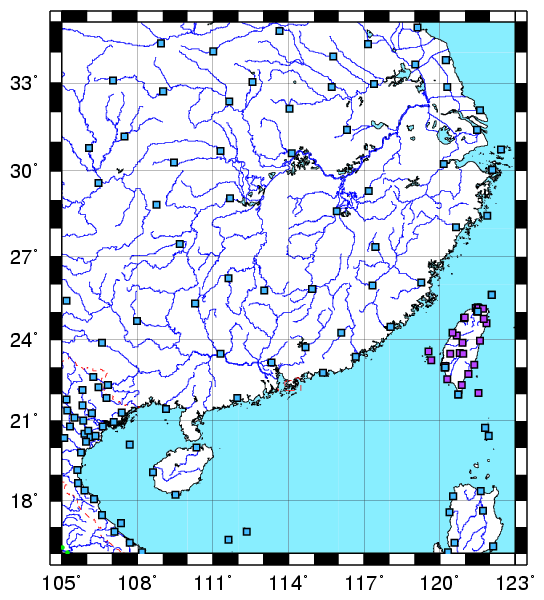 raingauge stations in Southern China