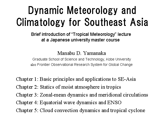 Dynamic Meteorology and Climatology for Southeast Asia