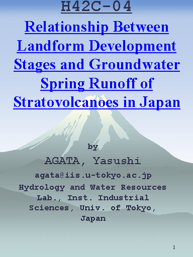 H42C-04 Relationship Between Landform Development Stages and Groundwater Spring Runoff of Stratovolcanoes in Japan