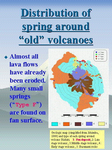 Distribution of spring around  goldh volcanoes