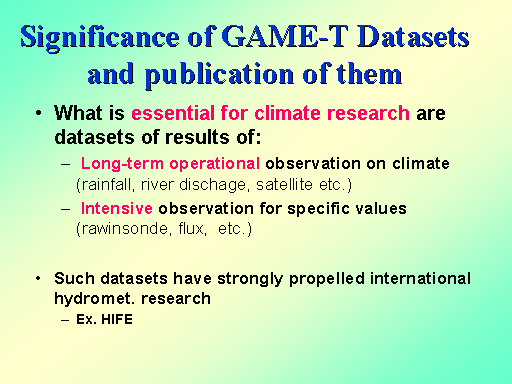Significance of GAME-T Datasets and publication of them