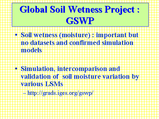 Global Soil Wetness Project : GSWP