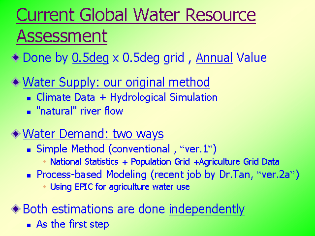 Current Global Water Resource Assessment