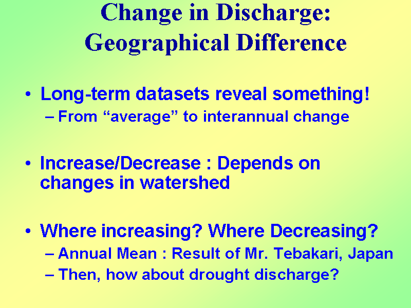 Change in Discharge: Geographical Difference